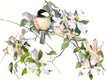 Original art for sale at UGallery.com | Enjoyment, Chickadee and Dogwood Flowers by Suren Nersisyan | $400 | watercolor painting | 12' h x 16' w | thumbnail 1