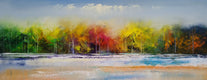 Original art for sale at UGallery.com | First Snowfall by George Peebles | $750 | oil painting | 12' h x 24' w | thumbnail 1