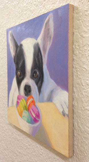 Boston Terrier with Macarons by Pat Doherty |  Side View of Artwork 