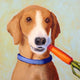 Original art for sale at UGallery.com | Hound with Carrot by Pat Doherty | $225 | oil painting | 6' h x 6' w | thumbnail 1