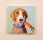 Original art for sale at UGallery.com | Hound with Carrot by Pat Doherty | $225 | oil painting | 6' h x 6' w | thumbnail 3