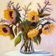 Original art for sale at UGallery.com | Sunflowers in Glass Vase by Pat Doherty | $975 | oil painting | 18' h x 18' w | thumbnail 1