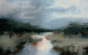 Original art for sale at UGallery.com | Miller River, Evening View II by Ronda Waiksnis | $2,550 | oil painting | 30' h x 48' w | thumbnail 1