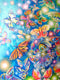 Original art for sale at UGallery.com | Butterflies and Fireflies Flying in the Night Sky by Natasha Tayles | $1,150 | acrylic painting | 24' h x 30' w | thumbnail 4