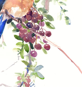 Bluebird and Berries by Suren Nersisyan |  Context View of Artwork 