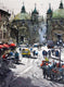 Original art for sale at UGallery.com | Dolce Vita in Piazza del Popolo by Maximilian Damico | $750 | watercolor painting | 15' h x 11' w | thumbnail 1