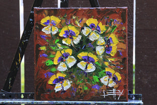 Dancing Pansies by Lisa Elley |  Side View of Artwork 