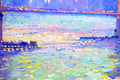 Original art for sale at UGallery.com | Evening Colors of the City (Brooklyn Bridge) by Suren Nersisyan | $1,475 | oil painting | 24' h x 36' w | thumbnail 2