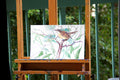 Original art for sale at UGallery.com | Carolina Warbler (Horizontal) by Suren Nersisyan | $300 | watercolor painting | 9' h x 14' w | thumbnail 4