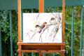 Original art for sale at UGallery.com | Sun and Sparrows by Suren Nersisyan | $325 | watercolor painting | 12' h x 15.5' w | thumbnail 4