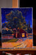 Original art for sale at UGallery.com | Small House and Big Tree (midnight in burbs) by Suren Nersisyan | $450 | oil painting | 14' h x 11' w | thumbnail 2