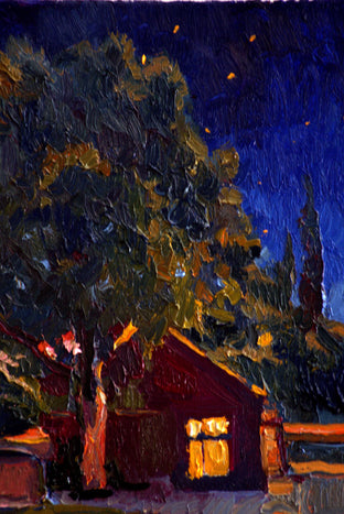 Small House and Big Tree (midnight in burbs) by Suren Nersisyan |   Closeup View of Artwork 