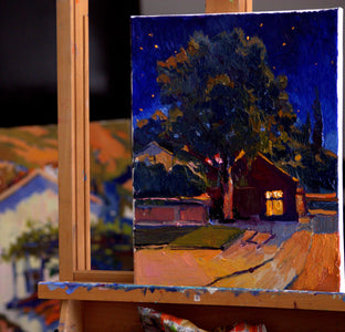 Small House and Big Tree (midnight in burbs) by Suren Nersisyan |  Context View of Artwork 