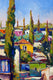 Original art for sale at UGallery.com | Mediterranean Landscape with Cypress Trees by Suren Nersisyan | $2,000 | oil painting | 36' h x 24' w | thumbnail 4