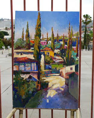 Mediterranean Landscape with Cypress Trees by Suren Nersisyan |  Context View of Artwork 