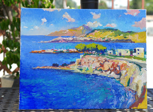 The Blue of the Aegean Sea, Greece by Suren Nersisyan |  Side View of Artwork 