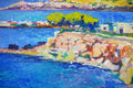 Original art for sale at UGallery.com | The Blue of the Aegean Sea, Greece by Suren Nersisyan | $575 | oil painting | 16' h x 20' w | thumbnail 4