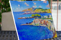 Original art for sale at UGallery.com | The Blue of the Aegean Sea, Greece by Suren Nersisyan | $575 | oil painting | 16' h x 20' w | thumbnail 3