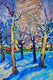 Original art for sale at UGallery.com | Winter Night in New York, Flatiron Building by Suren Nersisyan | $1,800 | oil painting | 30' h x 24' w | thumbnail 4