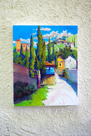 Sunny Day and Cypress Trees, Mediterranean Landscape by Suren Nersisyan |  Side View of Artwork 