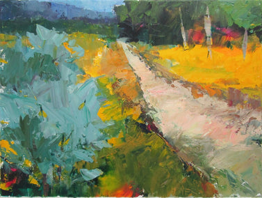 acrylic painting by Janet Dyer titled Path with Yellow Grass