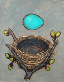 mixed media artwork by Jennifer Ross titled Old Growth, New Beginnings