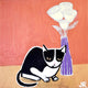 Original art for sale at UGallery.com | Cat with Flowers by Jessica JH Roller | $275 | acrylic painting | 10' h x 10' w | thumbnail 1