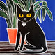 Original art for sale at UGallery.com | Cat with Plant by Jessica JH Roller | $625 | acrylic painting | 20' h x 20' w | thumbnail 1