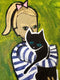 Original art for sale at UGallery.com | Girl Holding Cat by Jessica JH Roller | $325 | acrylic painting | 10' h x 8' w | thumbnail 4