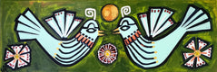 Original art for sale at UGallery.com | Love Birds by Jessica JH Roller | $650 | acrylic painting | 12' h x 36' w | thumbnail 1