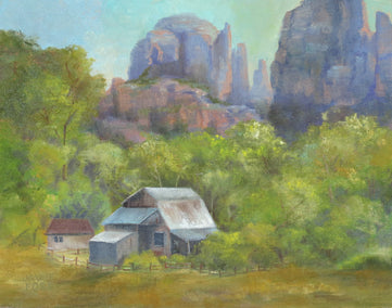 oil painting by Joanie Ford titled Cathedral Rock Ranch