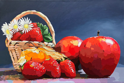 acrylic painting by John Jaster titled Apples and Strawberries