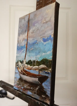 Marblehead Sailboat by Jonelle Summerfield |  Side View of Artwork 