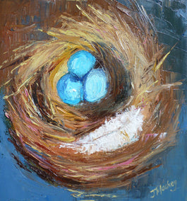 oil painting by Judy Mackey titled A Nest and a Feather