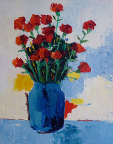 oil painting by Judy Mackey titled Grocery Store Flowers