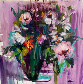 acrylic painting by Julia Hacker titled Flowers for Mother