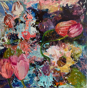 oil painting by Julia Hacker titled Floral Extravaganza