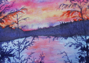 Lake at Dusk by Kristen Brown |   Closeup View of Artwork 