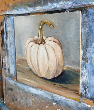 Miniature Casper Pumpkin by Kristine Kainer |  Side View of Artwork 