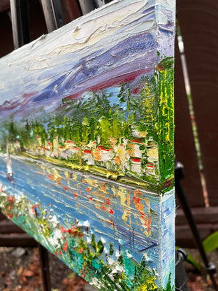 Across Lake Como by Lisa Elley |  Side View of Artwork 