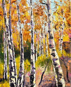 oil painting by Lisa Elley titled Aspens in the Fall