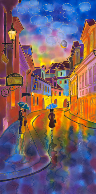 Moon Eclipse, Night Street in Prague by Yelena Sidorova |  Artwork Main Image 