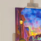 Original art for sale at UGallery.com | Moon Eclipse, Night Street in Prague by Yelena Sidorova | $1,325 | mixed media artwork | 40' h x 20' w | thumbnail 2