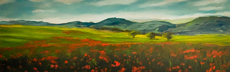 oil painting by Mandy Main titled Superbloom in Tuscany