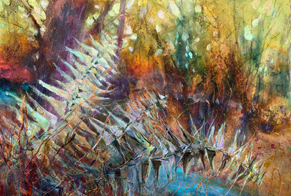 mixed media artwork by Melissa Gannon titled Jumble in the Woods