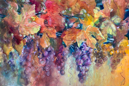 mixed media artwork by Melissa Gannon titled Magic & Grapes