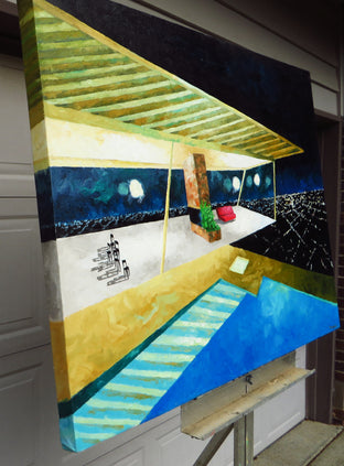 Stahl House Night by Mitchell Freifeld |  Side View of Artwork 