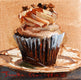 Original art for sale at UGallery.com | Mocha Cappuccino Cupcake by Jonelle Summerfield | $75 | oil painting | 4' h x 4' w | thumbnail 1