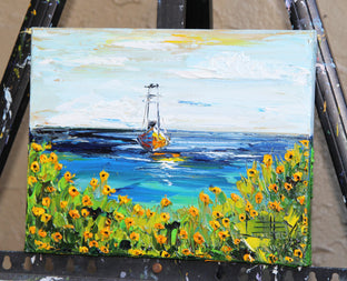 Sailing in Monterey by Lisa Elley |  Side View of Artwork 