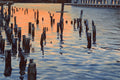 Original art for sale at UGallery.com | Hudson River Sunset and the Ghost of Pier 56 by Nick Savides | $875 | oil painting | 9' h x 12' w | thumbnail 4